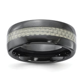 Men's Black Ceramic Wedding Band with Carbon Fiber Inlay and Polished Finish